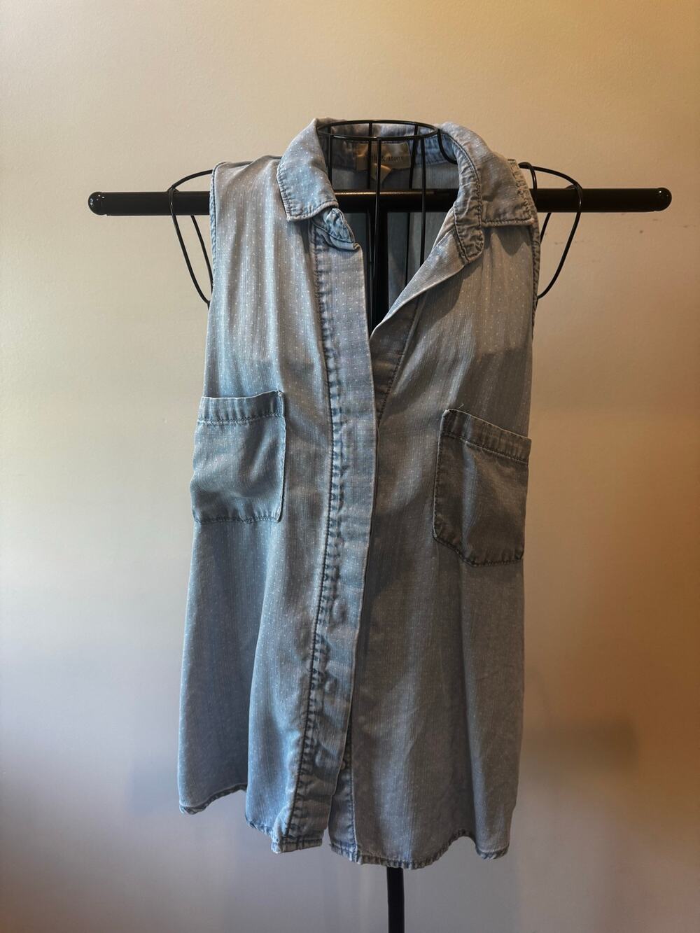 Cloth & Stone Chambray Sleeveless Button Front Top Size Small